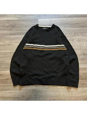 BELLINI Black Crew Neck Sweater‎ with Striped Detail